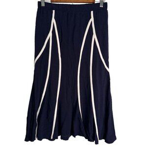 CIRANA New SKIRT Navy & White Cream Contrast Striped Flowy Midi Maxi NWOT